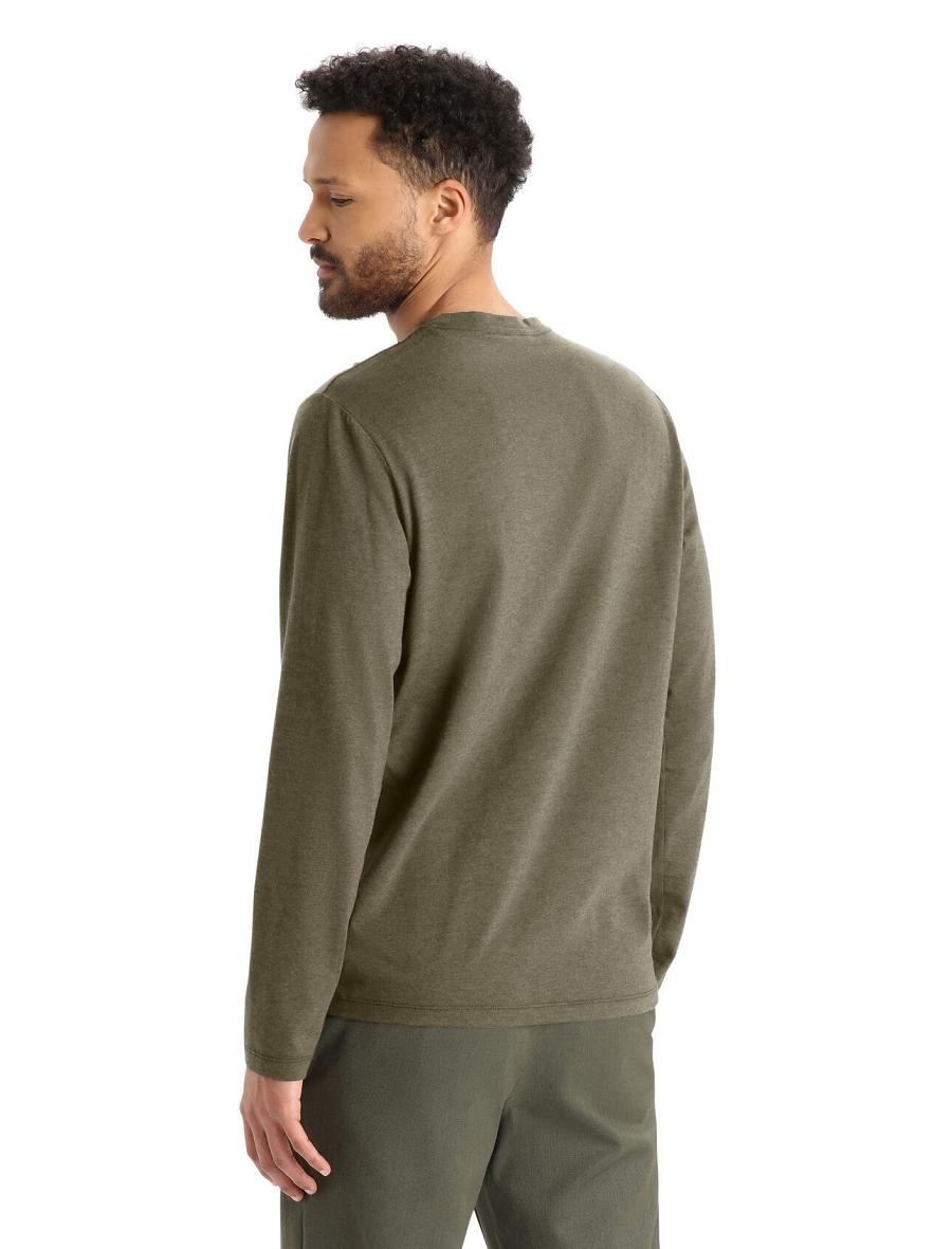 Men's Icebreaker Merino Central Classic T-Shirt Canopy Camper Long Sleeve Loden | CA 1722PJJQ